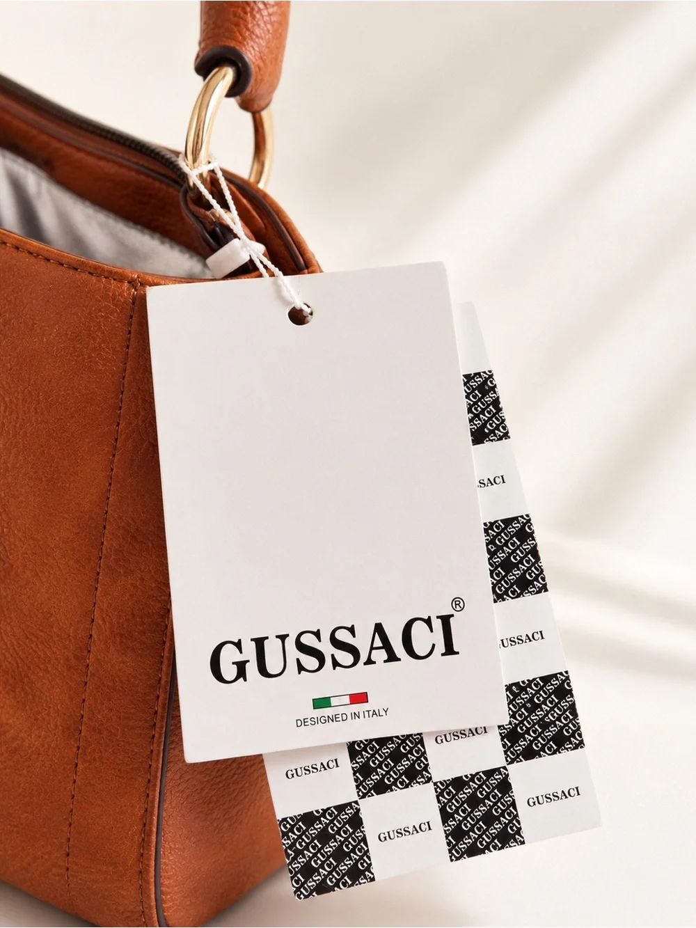 GUSSACI Terracotta Vegan Leather Satchel Bag w/ Removable Shoulder Strap NWT